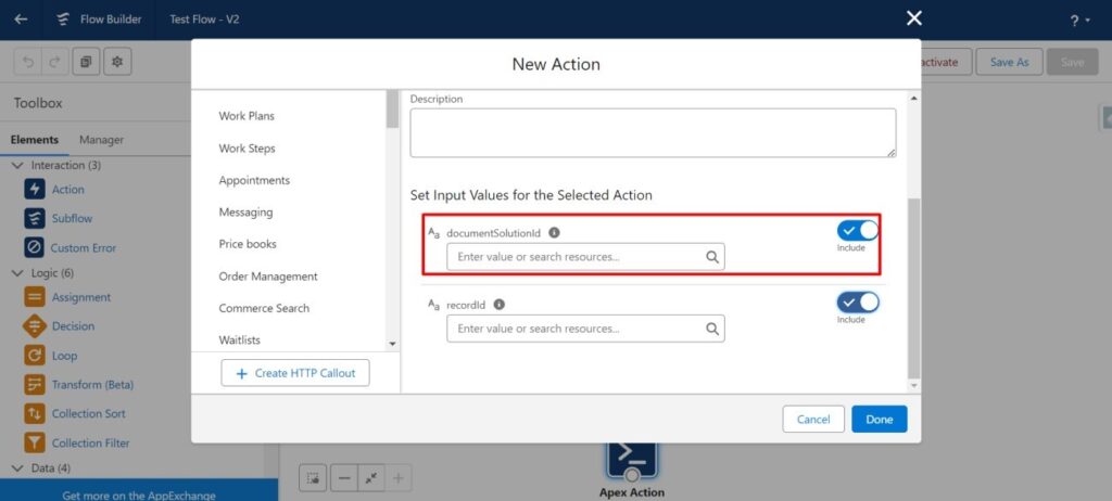 STEP- 9 In the "documentSolutionId" field, enter the Document Solution ID of your document.