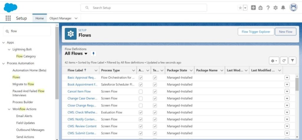 Click on "FLOWS" as shown below, then click on "NEW FLOW