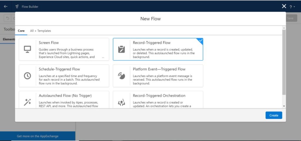 Now you will see the screen below; choose "Record-Triggered Flow